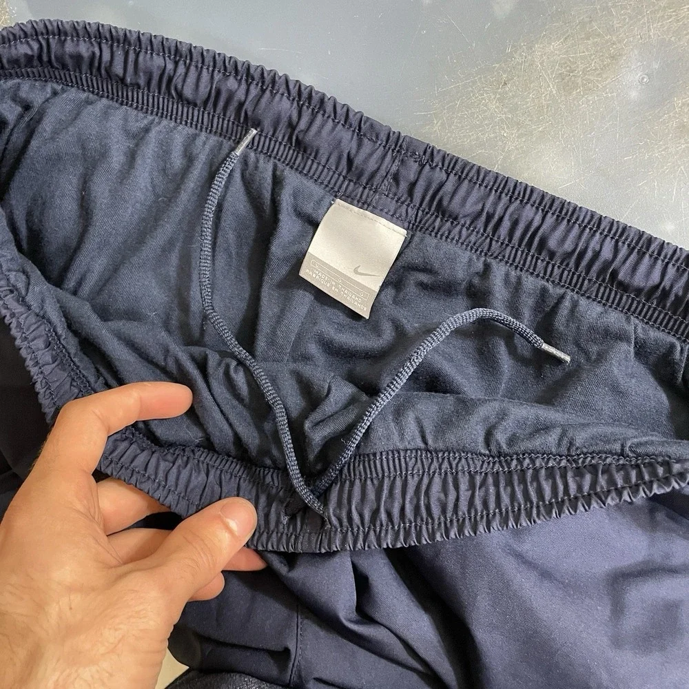 Vtg Y2K Nike Track Pants Mens Large 90s Gray Tag Zip Logo Drawstring Lined 90s